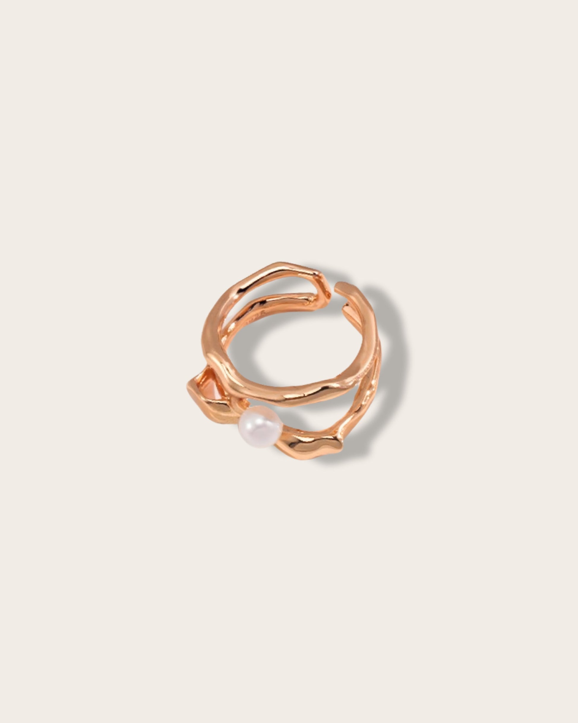 Flowing Stream Pearl Ring - Pearl Luminance Gold Ring - S925 Sterling Silver with 18K Gold Vermeil  Ring - Design captures the subtle and organic flow of a stream