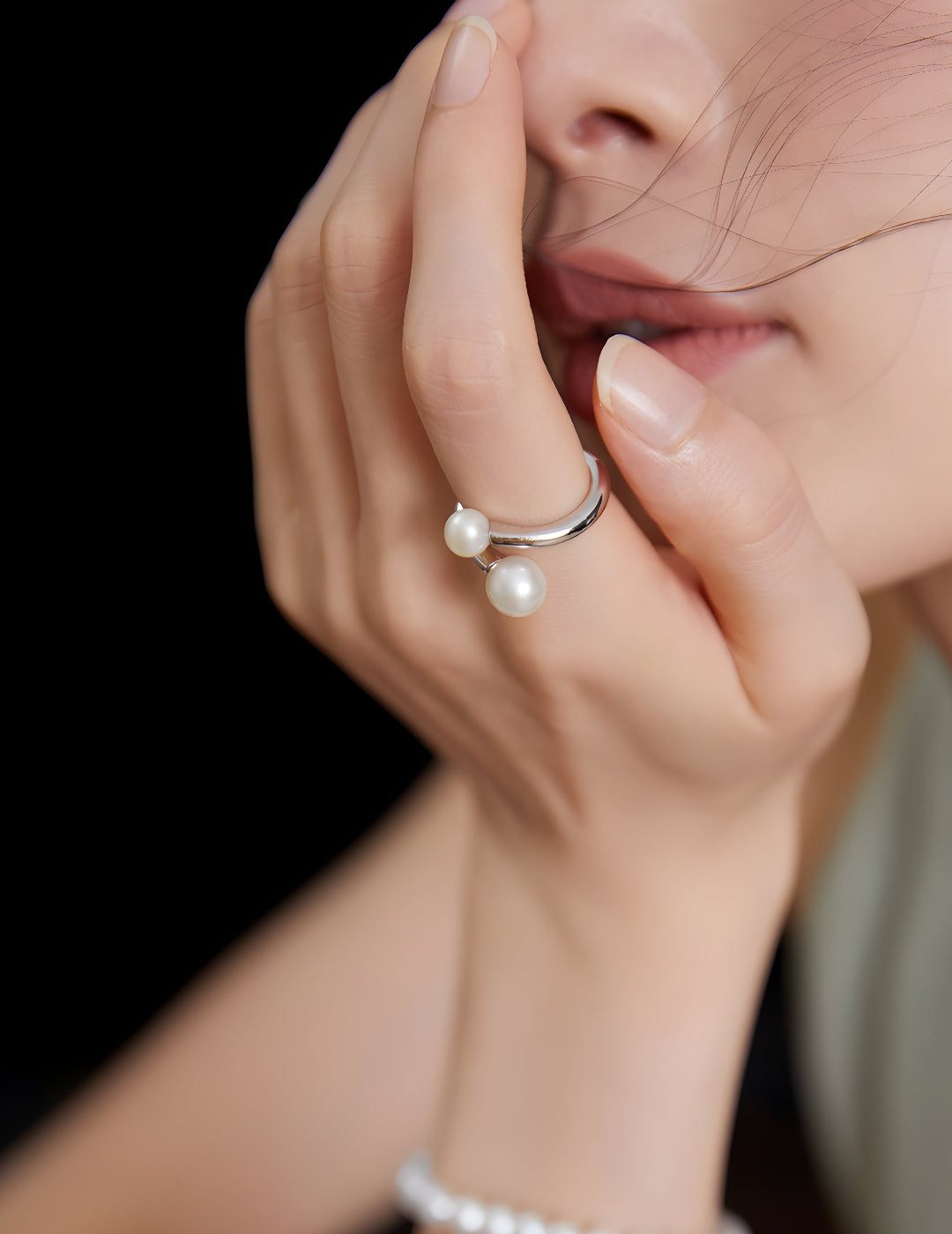 Sterling Silver Pearl Ring - Pearl Luminance Gold Ring - S925 Sterling Silver with 18K Gold Vermeil  Ring - Elevate any outfit and add a touch of sophistication