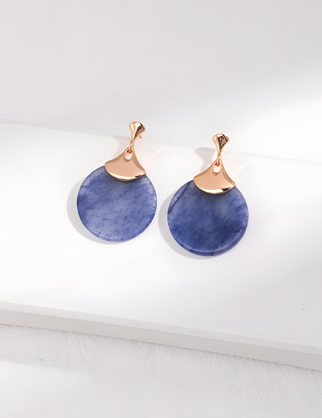  Serenity in Blue - Sterling Silver Dongling Jade Earrings - S925 sterling pure silver - 18K Gold Vermeil