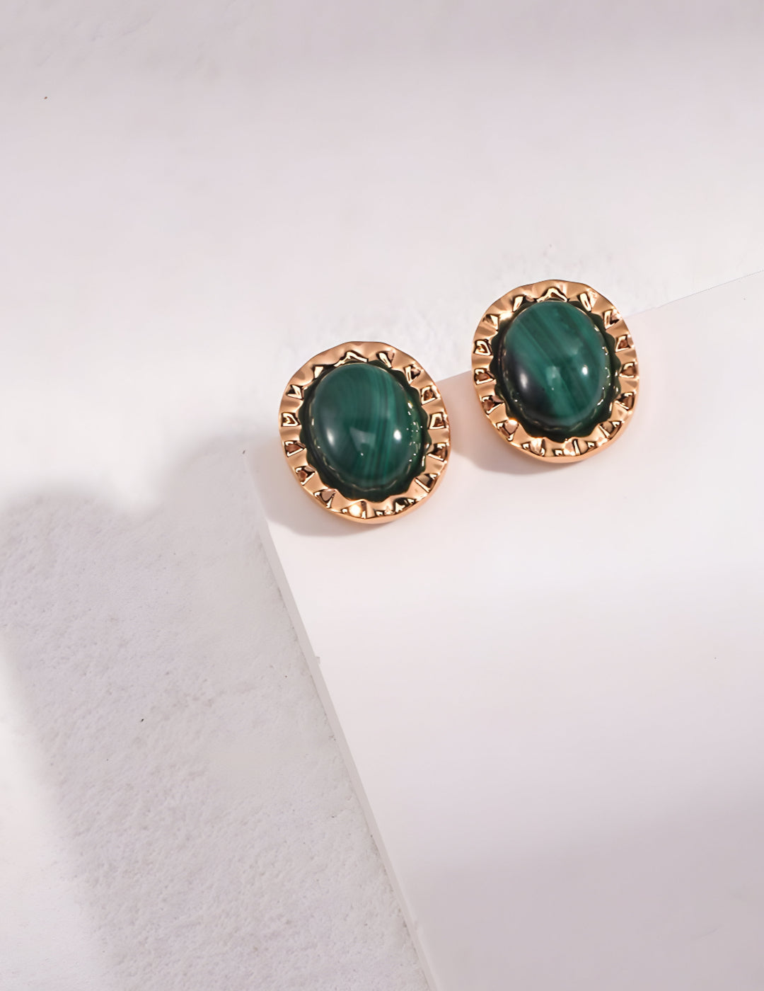 Natural Malachite Gemstone Earrings - Connected with nature and the heart chakra - Symbolizing renewal and revitalization- S925 Sterling Silver with 18K Gold Vermeil - Experience a deep sense of love, compassion, and emotional healing