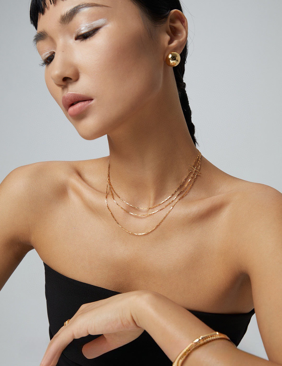 A Harmonious Ensemble - Triple Necklace Ensemble - S925 Sterling Silver with 18K Gold Vermeil - an exquisite ensemble that epitomizes elegance and harmony - the perfect addition to complete any outfit