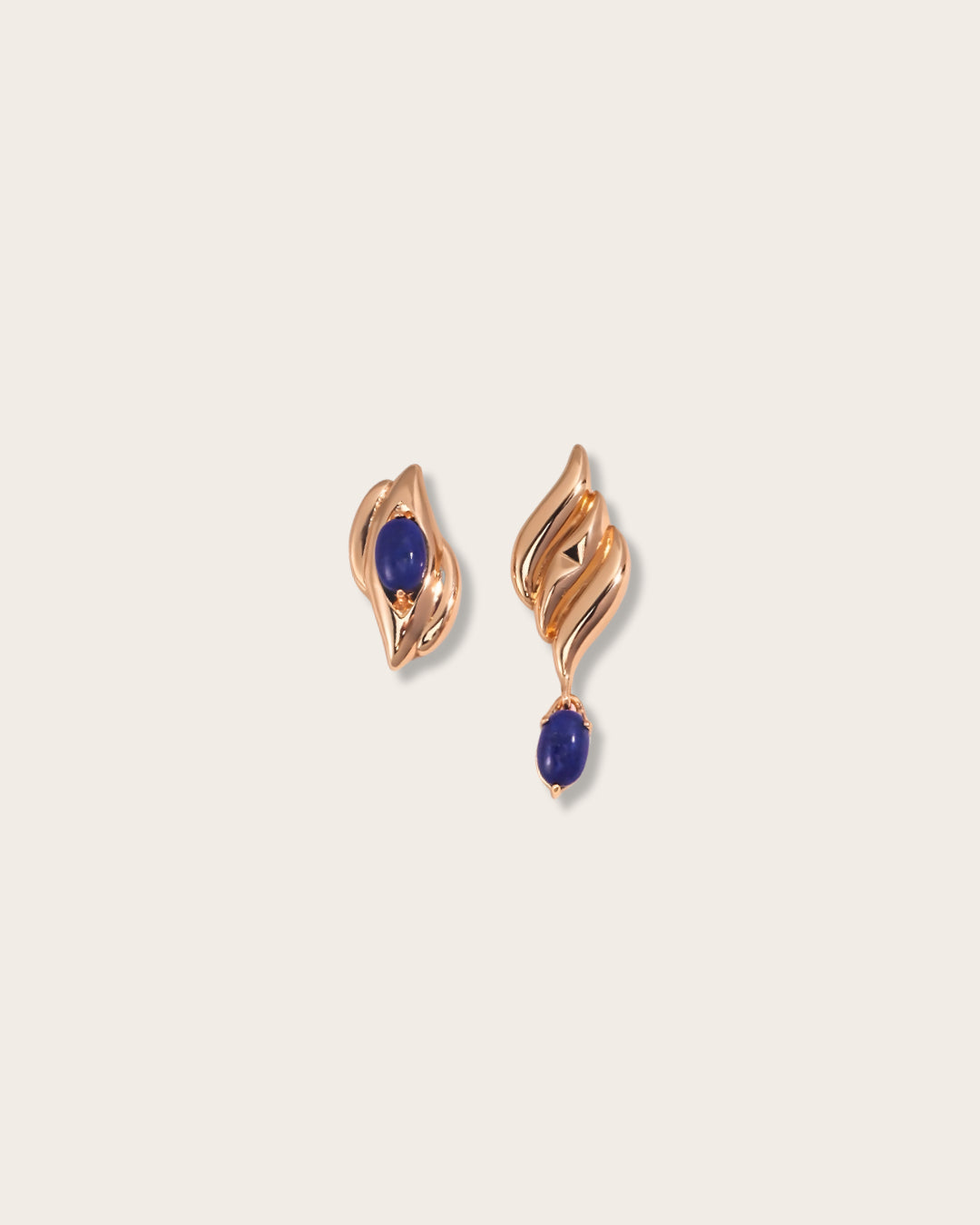 Capturing the essence of artistic beauty - Expressive Earrings - S925 Sterling Silver with 18K Gold Vermeil- Embed with natural blue gemstone - Crafted to add a touch of enchantment and allure to your everyday look